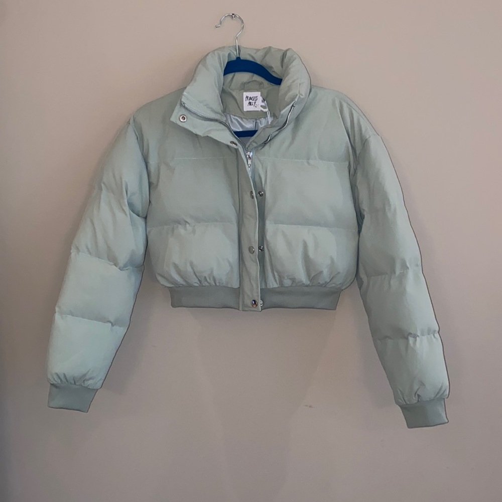 Light green cropped puffer
